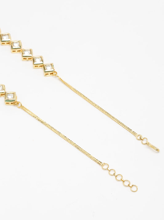 Gold-Polished Kundan Choker - Ruby Raang | Swadesiicart