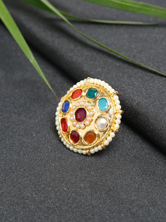 Kundan Ring - Ruby Raang | Swadesiicart
