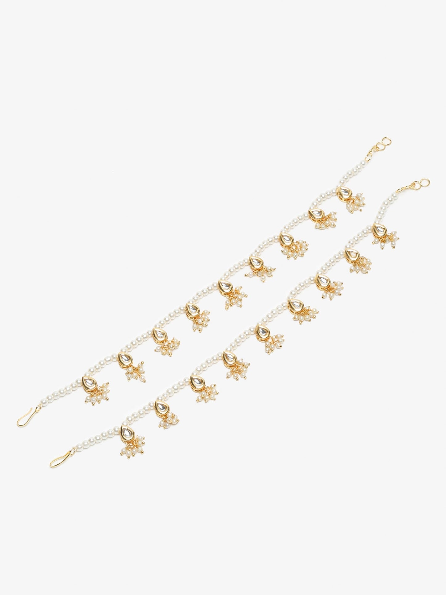 Women's White Gold Pearl Anklets - Ruby Raang | Swadesiicart