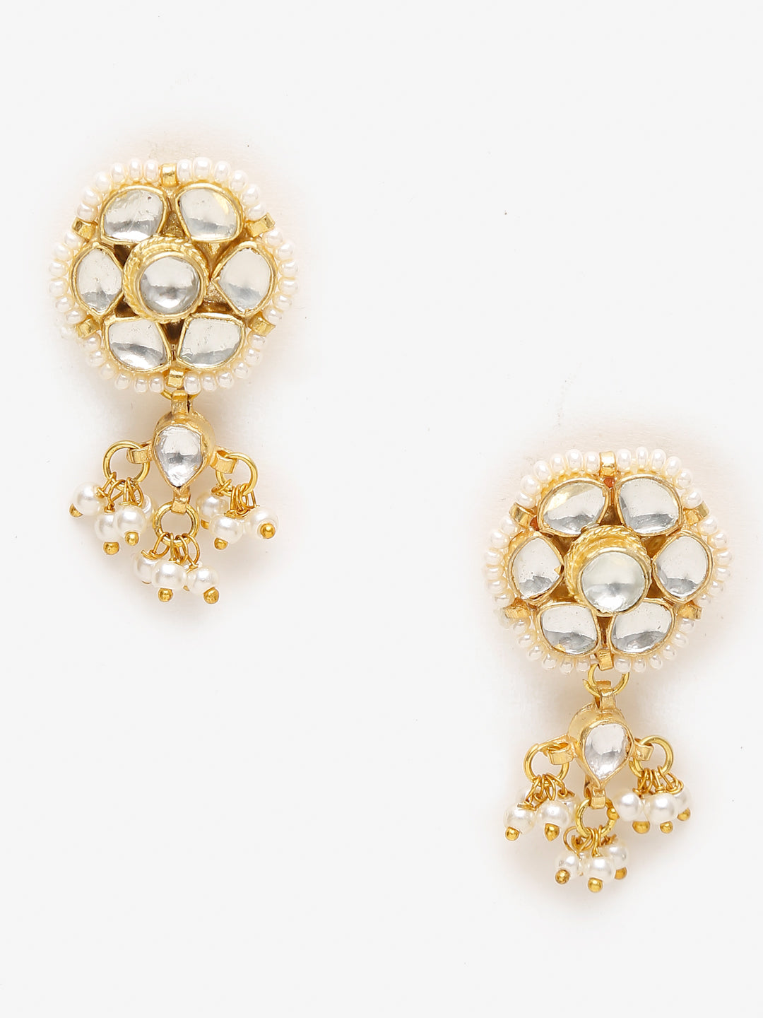 Gold-Polished Green Kundan-Studded Choker With Earrings - Ruby Raang | Swadesiicart