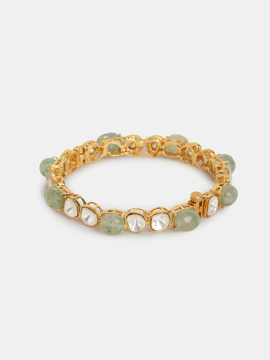 Ruby Raang 22k Gold Polished Kundan Bangle | Swadesiicart