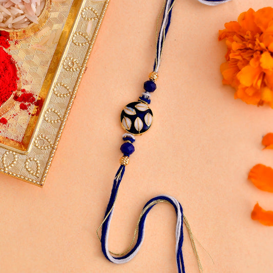 trueBrowns X Voylla Ethnic Embellished Blue Thread Rakhi | Swadesiicart