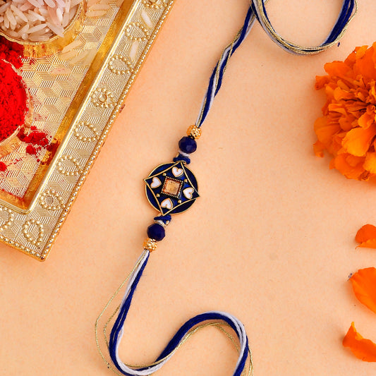 trueBrowns X Voylla Ethnic Mandala Inspired Blue Thread Rakhi | Swadesiicart