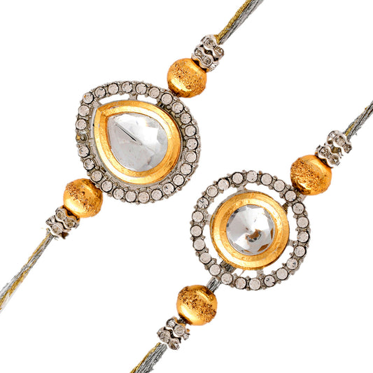 trueBrowns X Voylla Kundan Polki Studded Thread Rakhis - Pack Of 2 | Swadesiicart