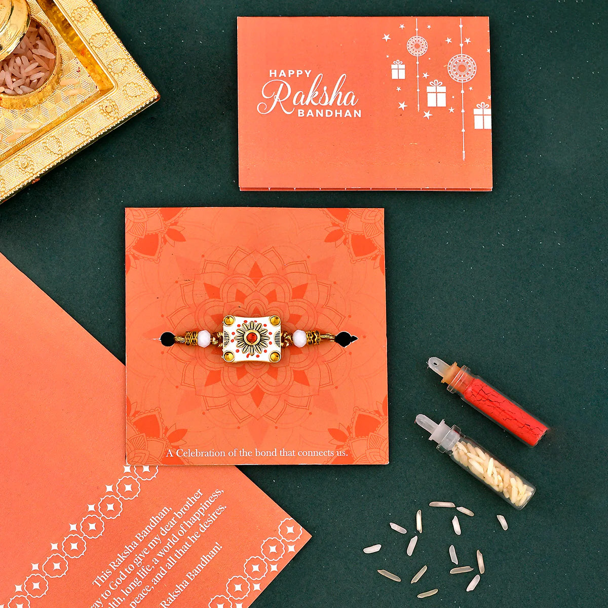 trueBrowns X Voylla Classic Gems Studded Ethnic Thread Rakhi | Swadesiicart