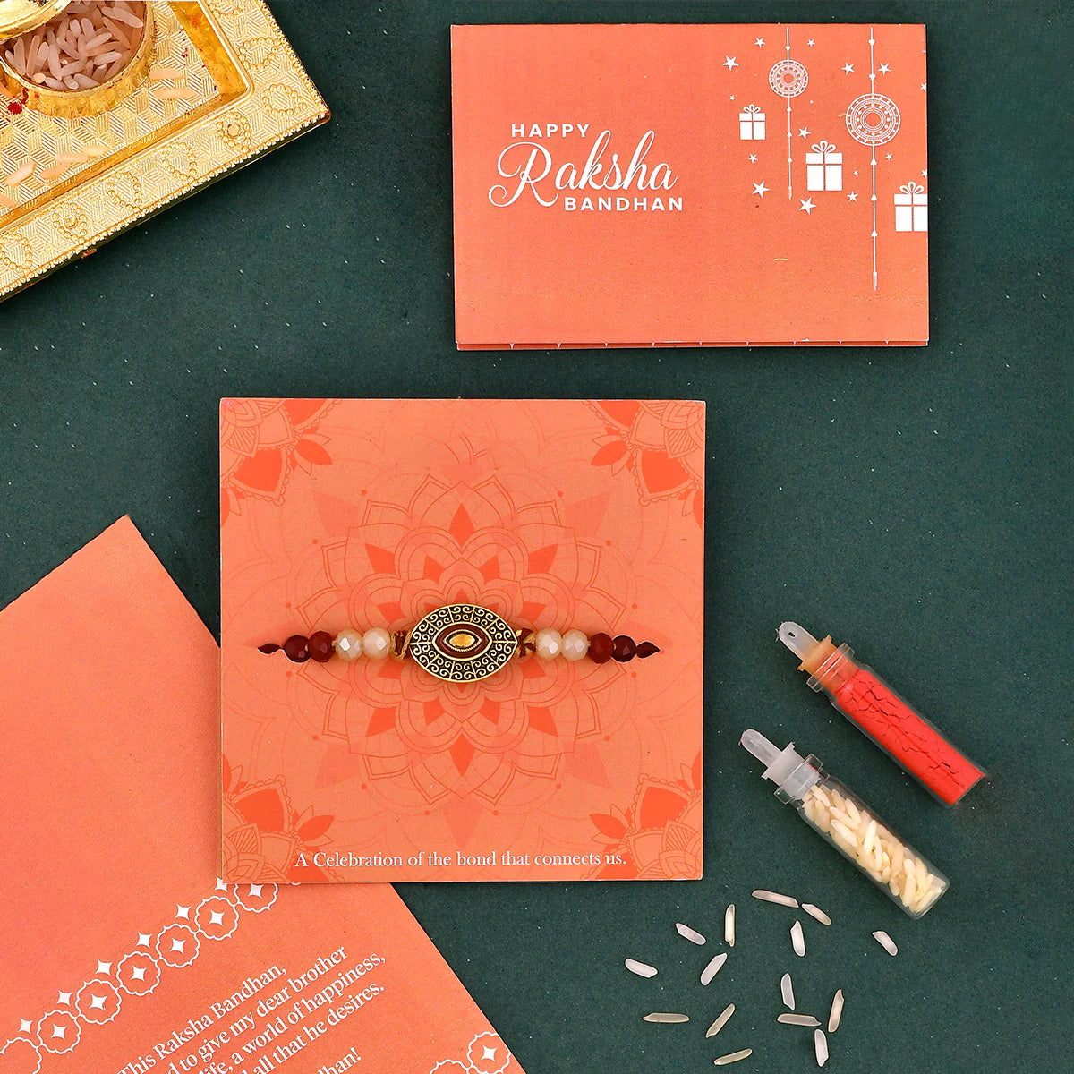 trueBrowns X Voylla Beaded Gem Studded Thread Rakhi | Swadesiicart