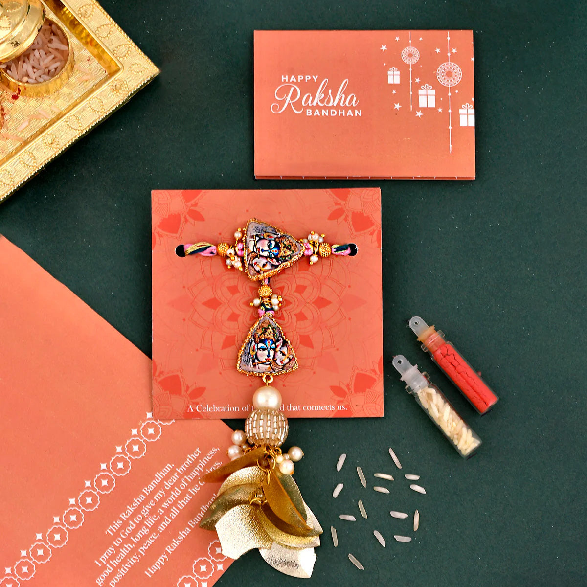 trueBrowns X Voylla Ethnic High Polish Pearl Beads Bhaiya-Bhabhi Rakhi | Swadesiicart