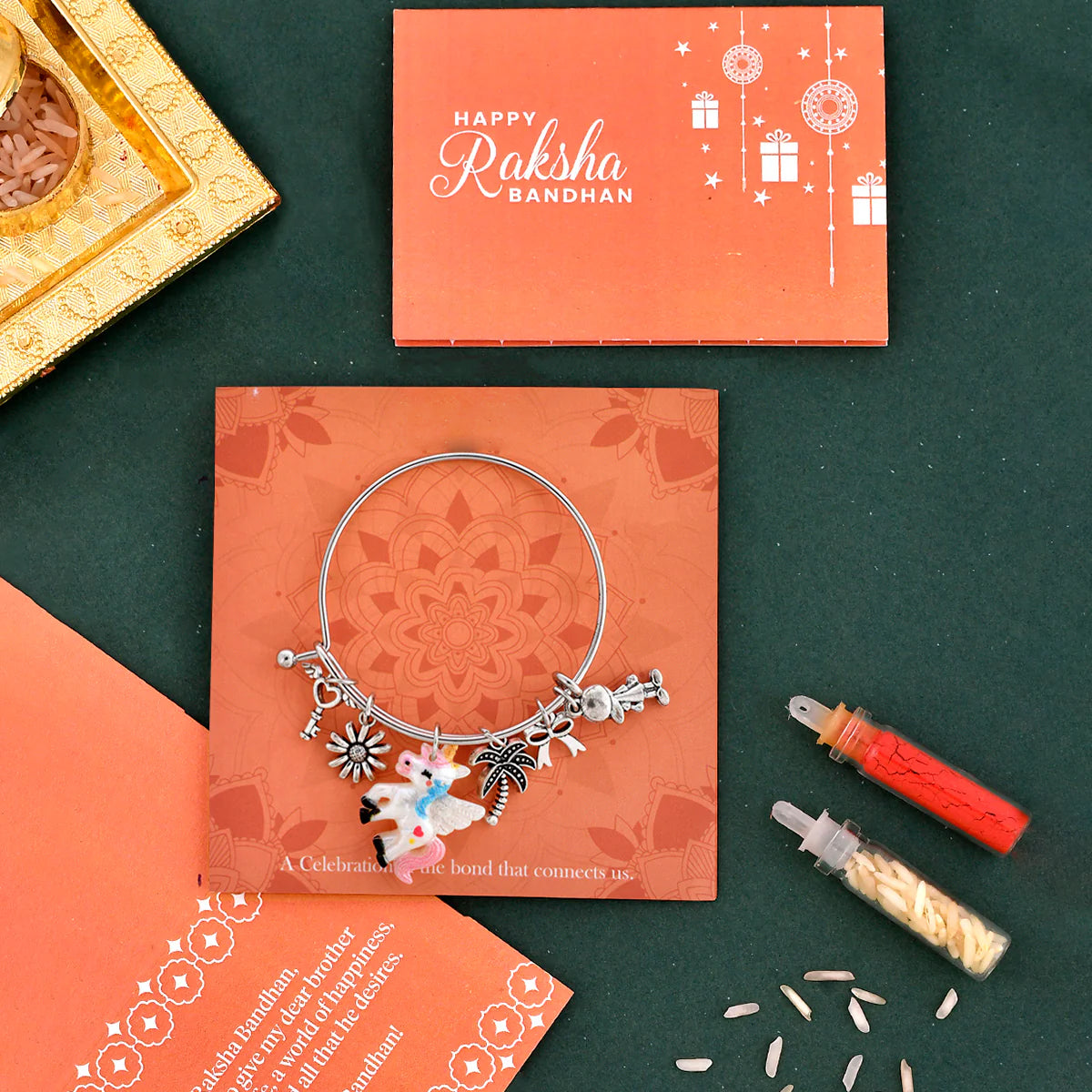 trueBrowns X Voylla Unicorn Charm Colorful Kids Rakhi | Swadesiicart