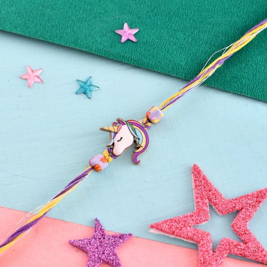 trueBrowns X Voylla Rainbow Unicorn Beaded Slip-On Rakhi For Kids | Swadesiicart