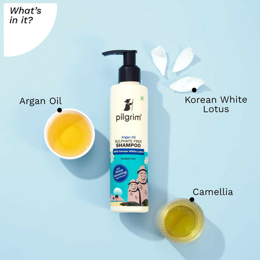 Pilgrim Sulphate Free Shampoo For Dry Frizzy Hair With Korean White Lotus - Swadesiicart
