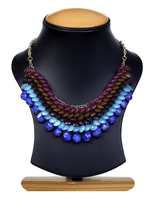Gold-Polished Alloy Beaded Short Statement Necklace - The Pari