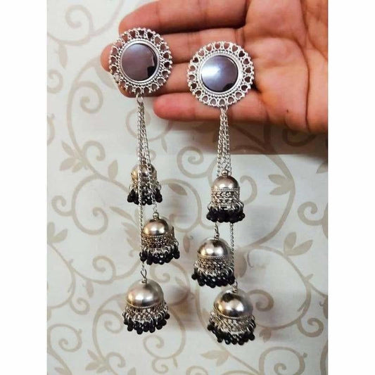 MS Fashion India Traditional Kashmiri Black Color Pearls And Stone Occasional Earrings | Swadesiicart