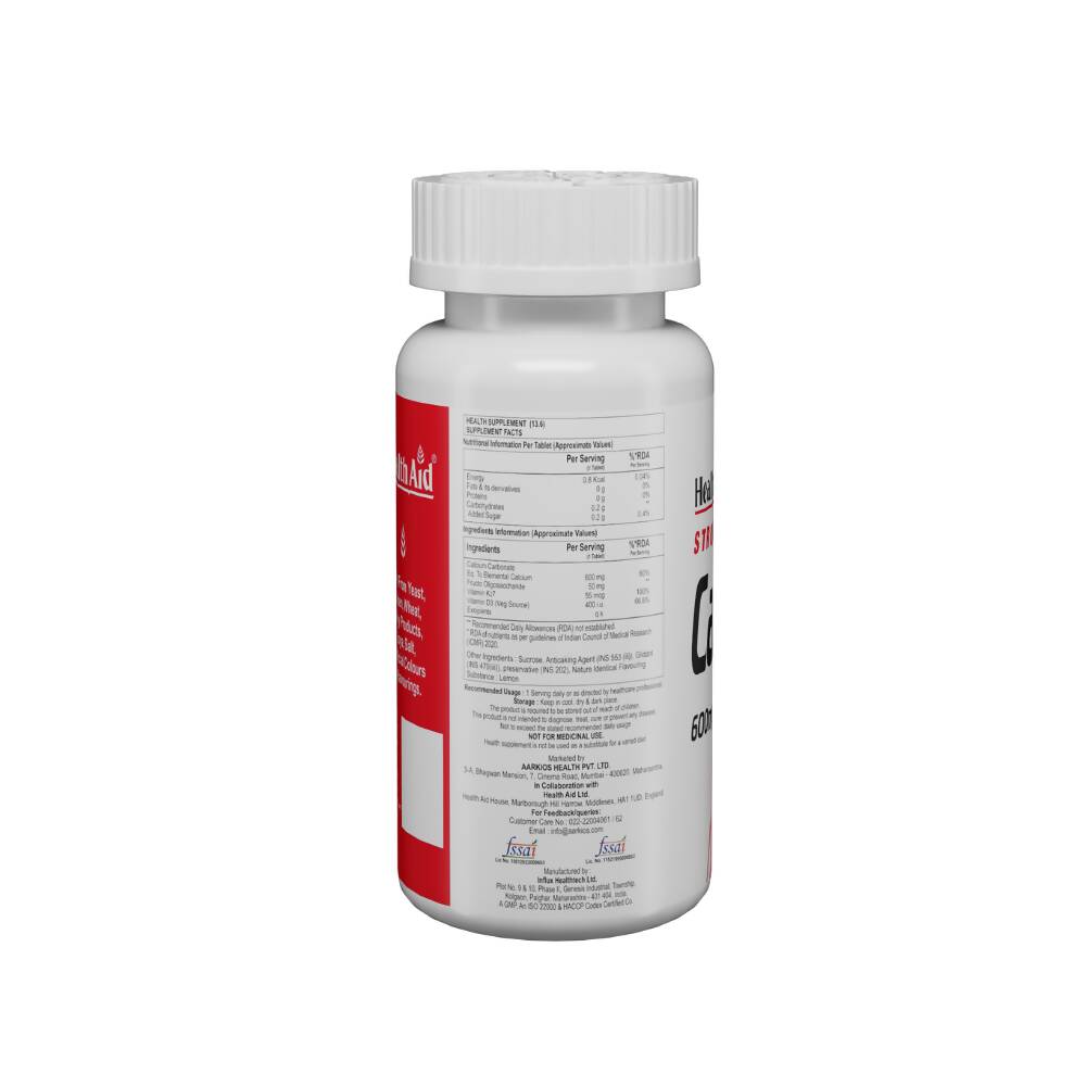 HealthAid Strong Calcium 600 mg Chewable Tablets - Swadesiicart