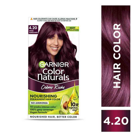 Garnier Color Naturals Creme Riche Hair Color - Shade 4.20 Wine Burgundy - Swadesiicart