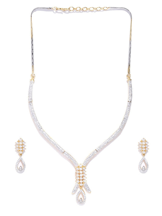Priyaasi Women American Diamond Gold-Polished Jewellery Set - Swadesiicart