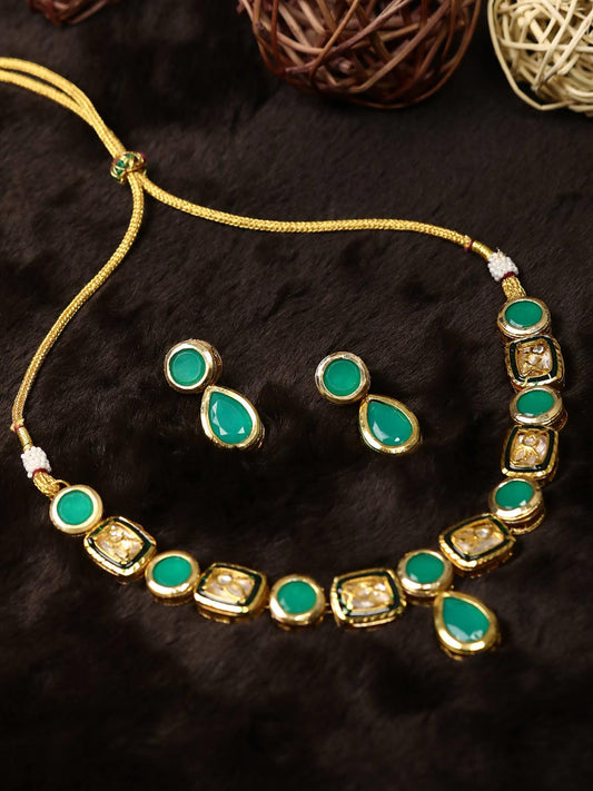 Priyaasi Women Turquoise Blue Stones Jewellery Set - Noz2Toz