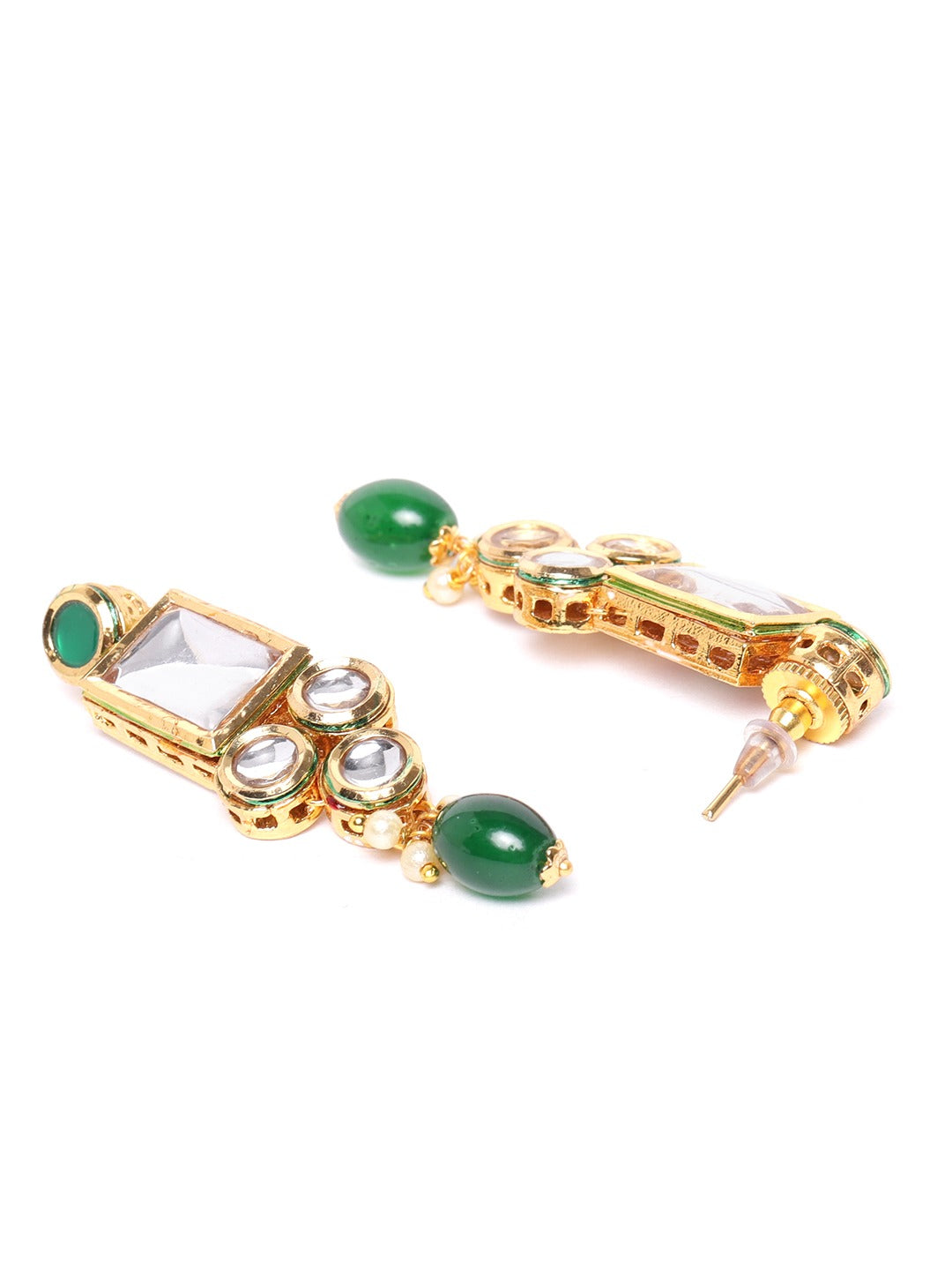Priyaasi Women Kundan Emerald StonesGold-Polished Jewellery Set - Swadesiicart