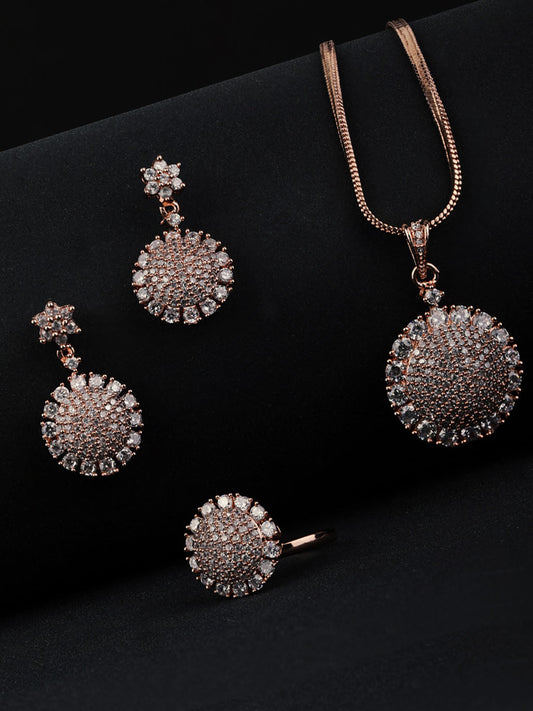Priyaasi Women American Diamond Jewellery Sets with Ring - Noz2Toz