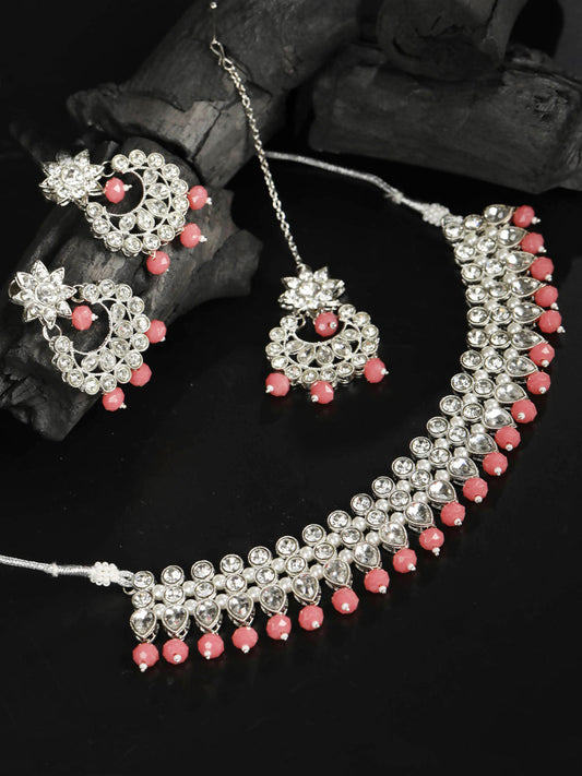 Priyaasi Women Orange Silver-Plated Jewellery Sets - Noz2Toz