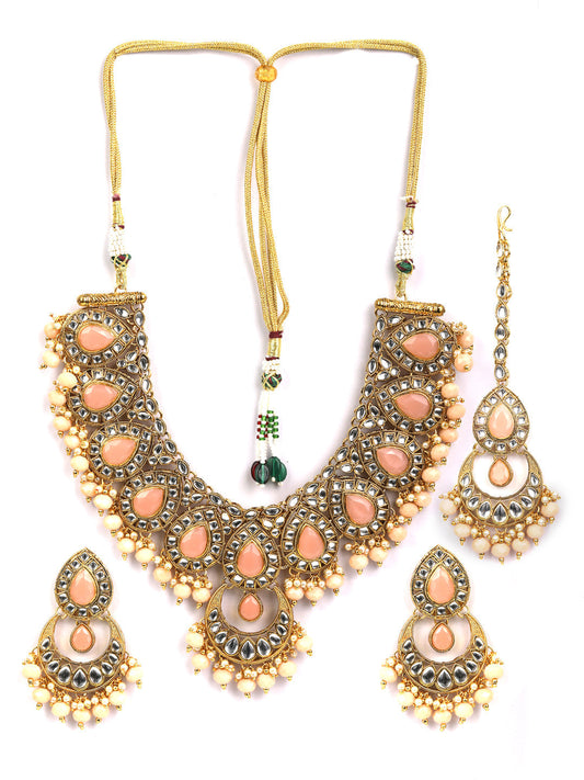 Priyaasi Women Pink Gold-Polished Jewellery Set - Swadesiicart