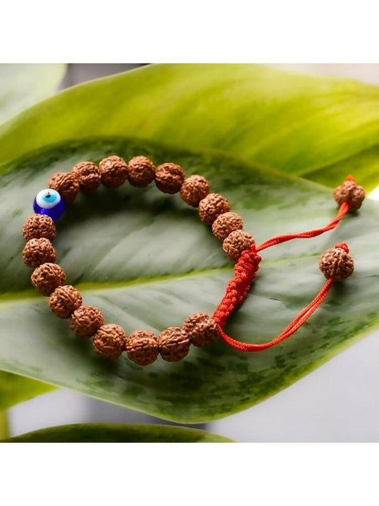 NVR Authentic 5 Mukhi Rudraksha Evil Eye Tie Up Band