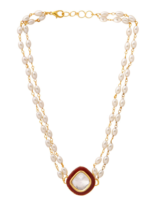 Ruby Raang Red Kundan & Pearl Choker | Swadesiicart