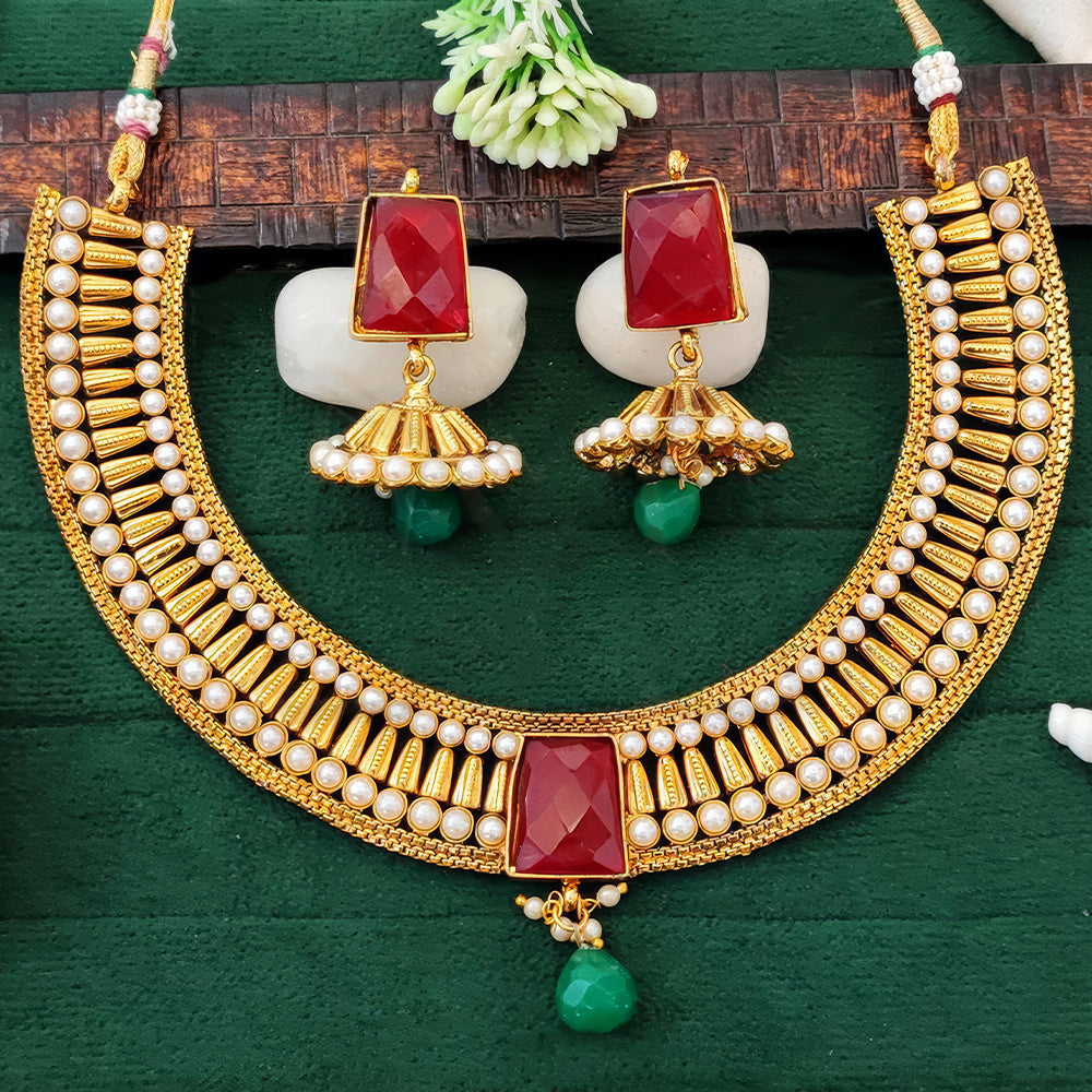 JS Fashion Center Chakor Shape Traditional Necklace | Swadesiicart