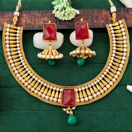 JS Fashion Center Chakor Shape Traditional Necklace | Swadesiicart