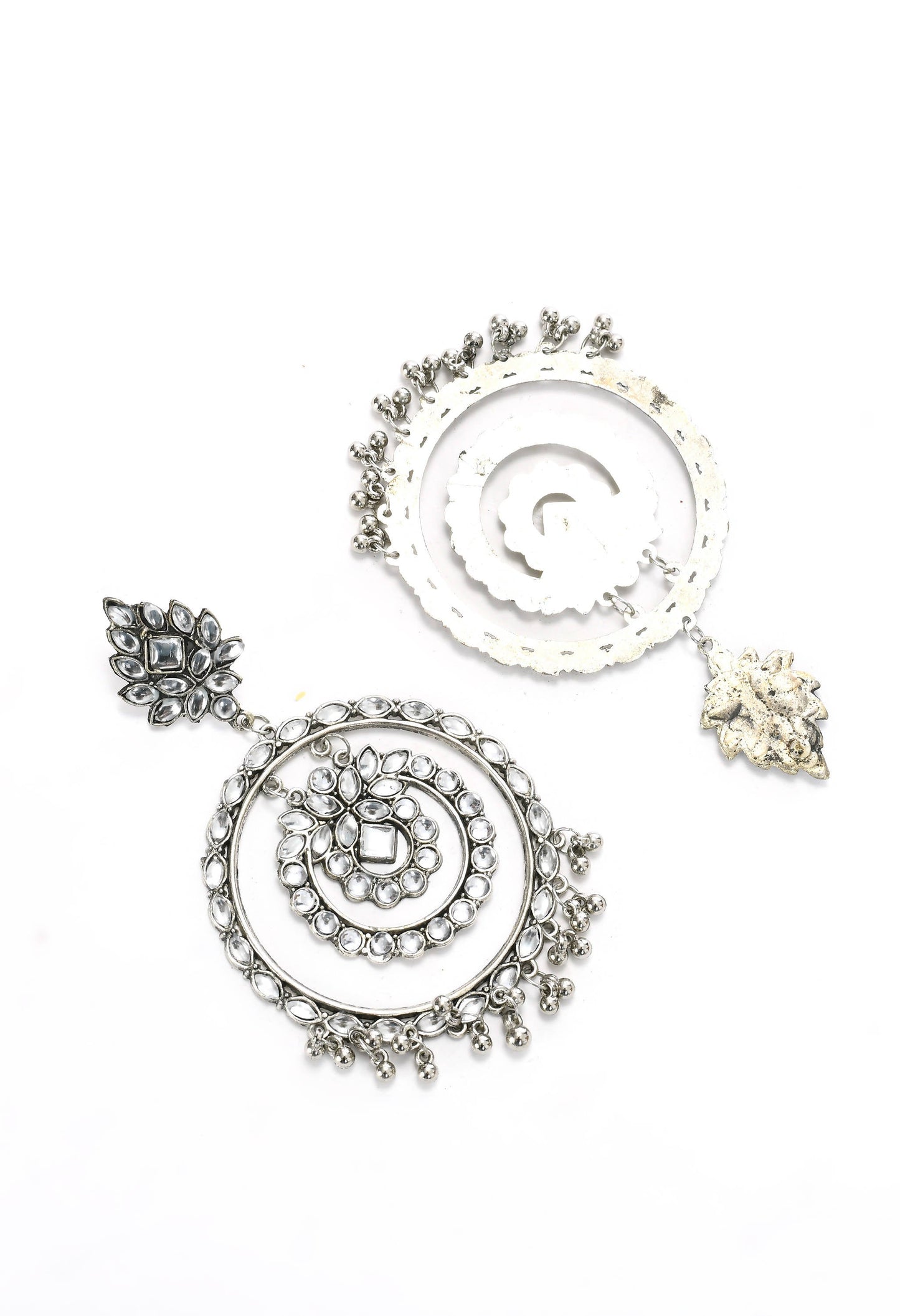 Mominos Fashion Johar Kamal Women's White Kundan Circles Earrings - Swadesiicart