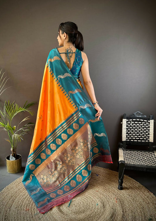 Joban Fashion Teal Peacock,Butti Banarasi Silk Sarees | Swadesiicart