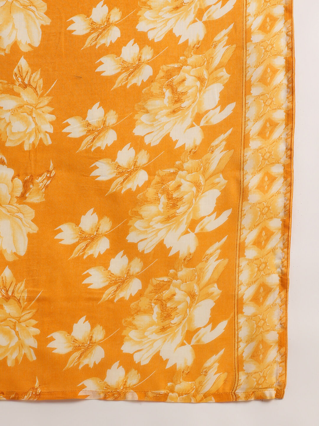 Aavyora Women Mustard Yellow Floral Printed Kurta with Chevron Printed Pants & Dupatta Set - Swadesiicart