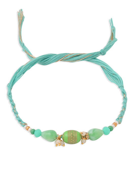 NVR Set of 2 Green Artificial Beads Bhaiya Bhabhi Rakhi, Combo for Rakshabandhan | Swadesiicart