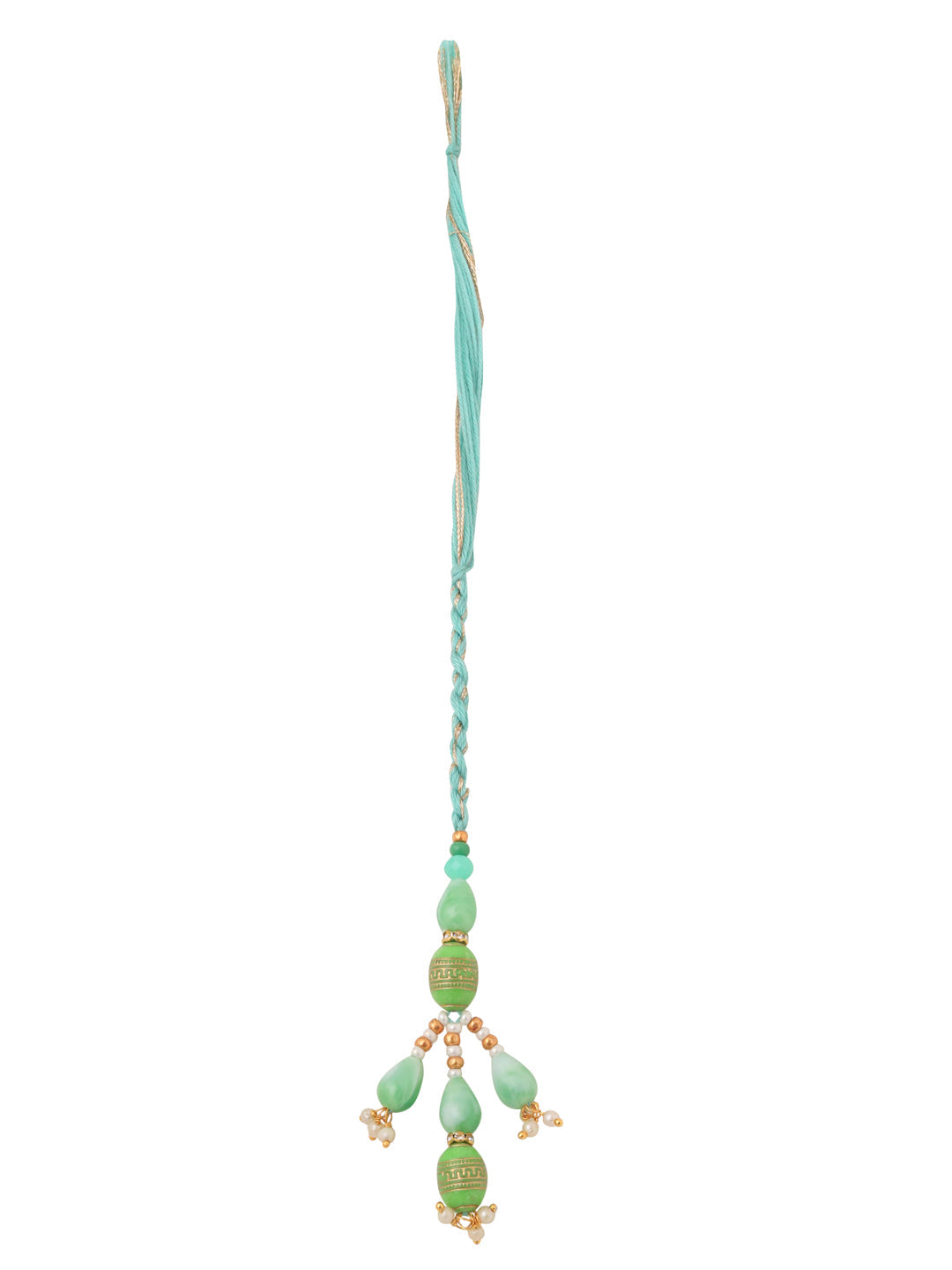 NVR Set of 2 Green Artificial Beads Bhaiya Bhabhi Rakhi with Roli Chawal Chandan & Mishri - Swadesiicart