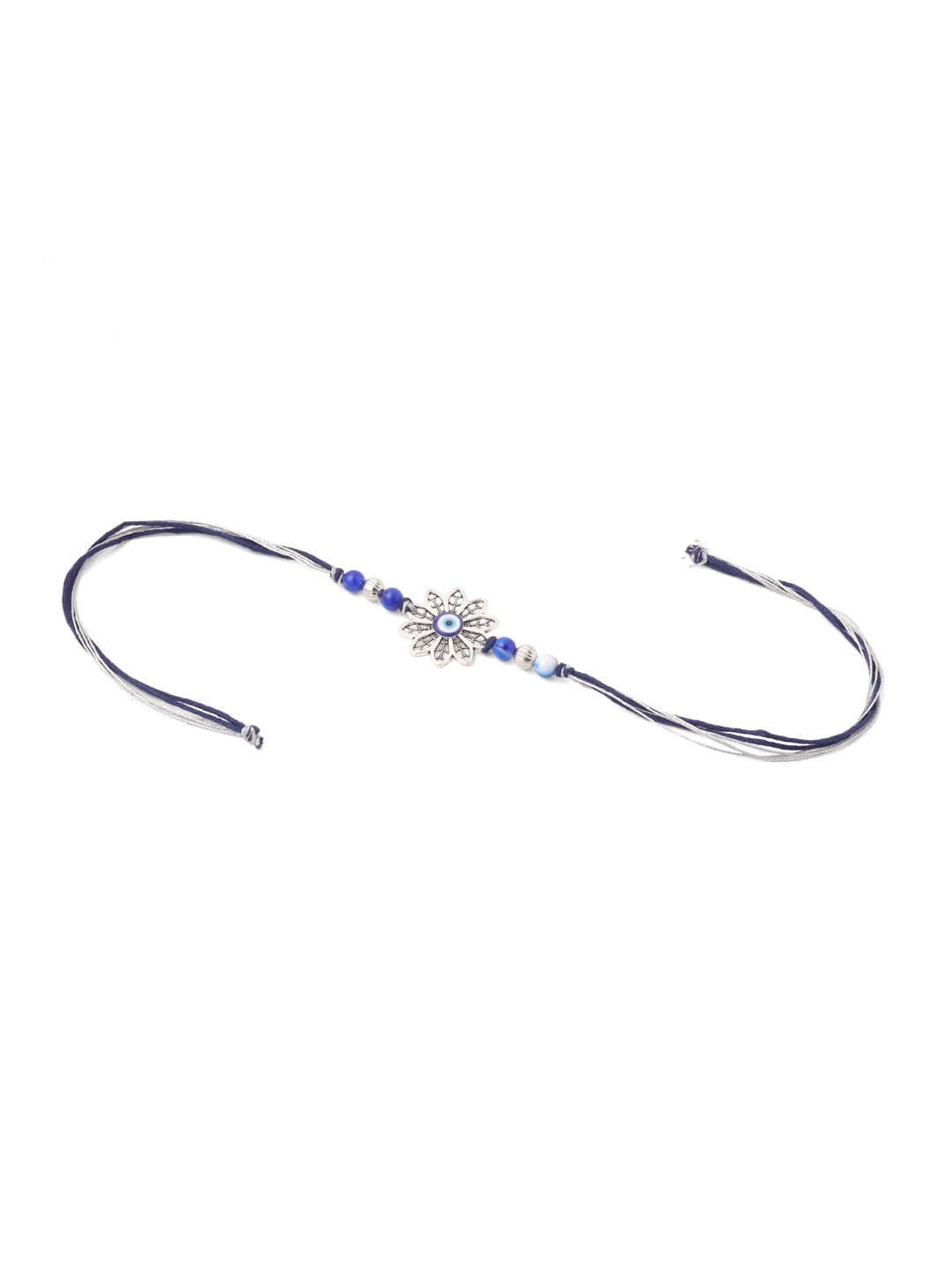 NVR Set of 2 Blue Evil Eye Artificial Beads Bhaiya Bhabhi Rakhi Combo | Swadesiicart