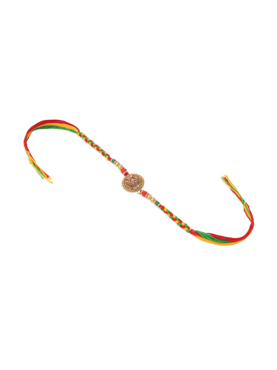 NVR Men Set of 2 Multicolor Floral Design Artificial Stones Thread Rakhi Combo | Swadesiicart