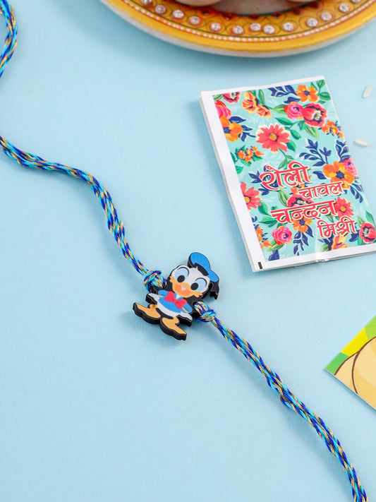 NVR Stylish Blue Cartoon Character Kids Rakhi with Roli Chawal Chandan & Mishri - Swadesiicart