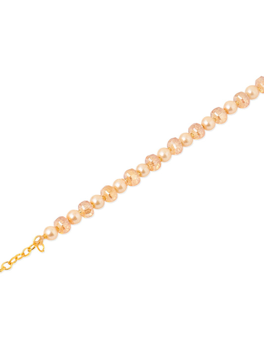 NVR Women Gold Toned Artificial Beads Wraparound Rakhi with Roli Chawal Chandan & Mishri - Swadesiicart