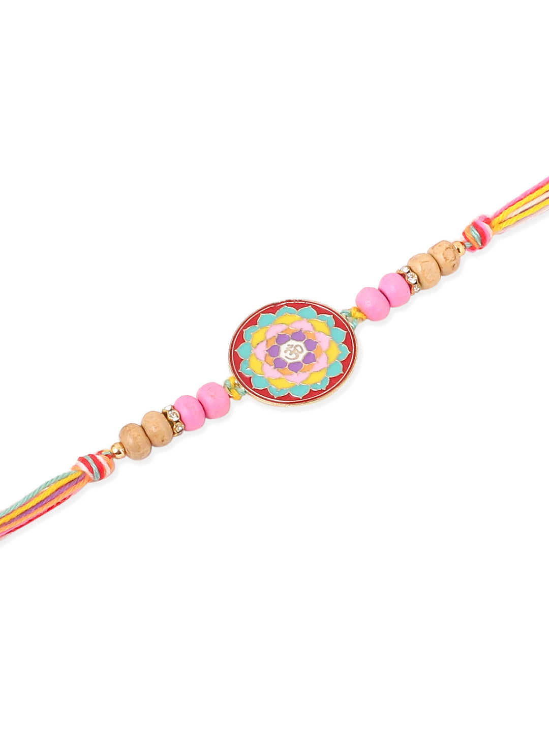 NVR Men Set of 2 Multicolor Artificial Stones & Beads Thread Rakhi with Roli Chawal Chandan & Mishri | Swadesiicart