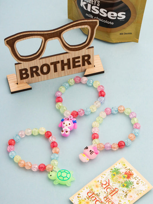 NVR Kids Set of 3 Cartoon Design Artificial Beads Thread Rakhi, Combo for Rakshabandhan - Swadesiicart