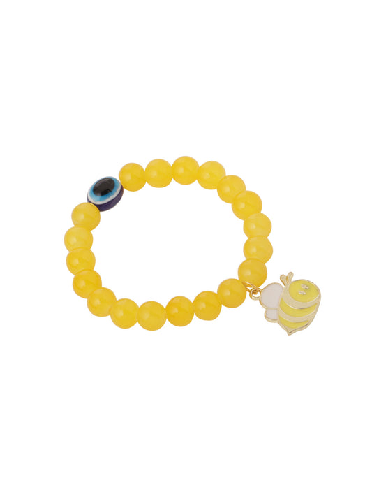 NVR Kids Cartoon Design Yellow Artificial Beads Thread Rakhi with Roli Chawal Chandan & Mishri | Swadesiicart