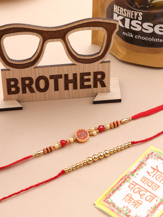NVR Men's Set of 2 Red Religious Thread Rakhi, Combo for Rakshabandhan - Swadesiicart