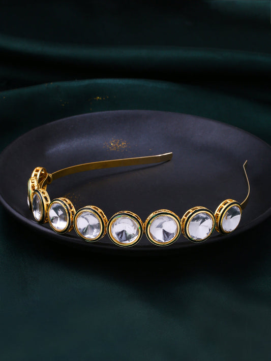 NVR Women Kundan Studded Hair Band - Swadesiicart