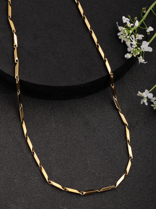 NVR Men Gold-Polished Stainless Steel Chain