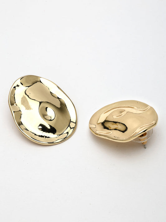 NVR Women's Gold-Polished Oval Shape Studs Earring - Swadesiicart