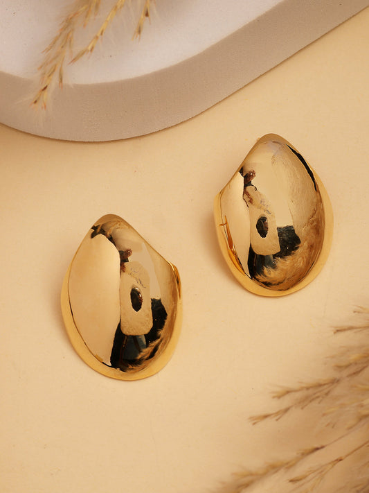 NVR Women's Gold-Polished Contemporary Drop Earrings