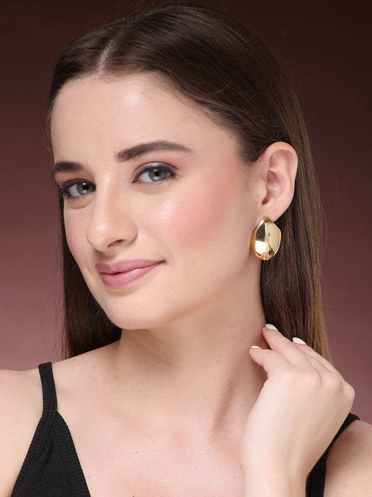 NVR Women's Gold-Polished Contemporary Drop Earrings