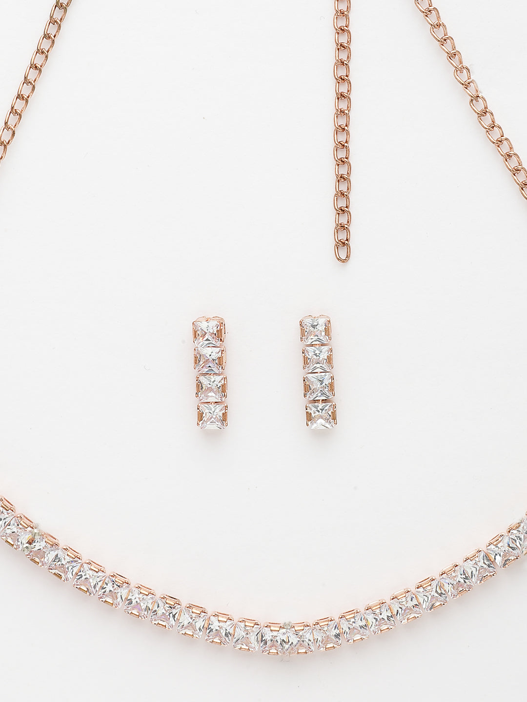 NVR Women's Rose Gold-Polished CZ-Studded Jewellery Set - Swadesiicart