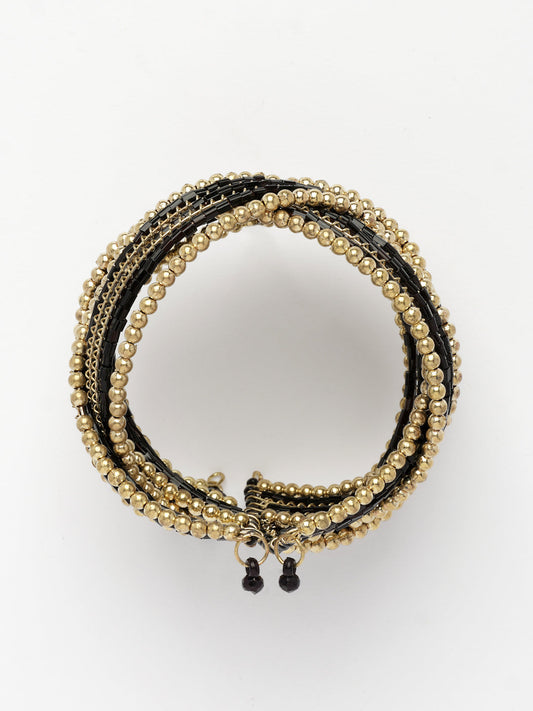 NVR Women's Rhodium-Plated Artificial Beads Western Cuff Bracelet - Swadesiicart