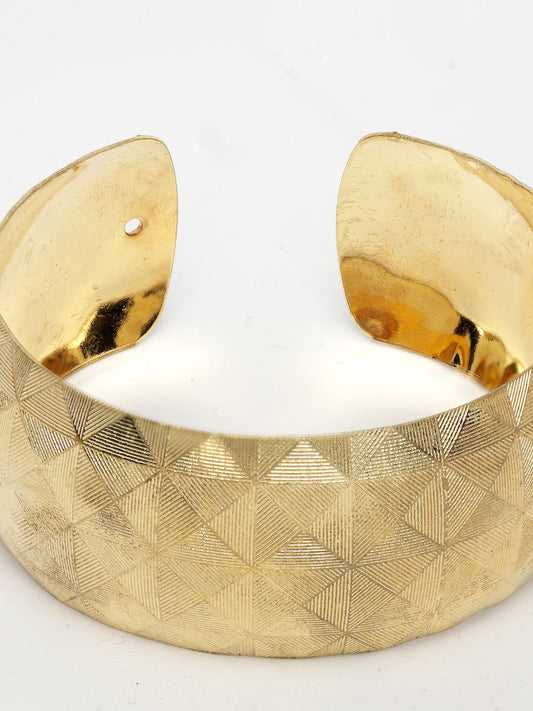 NVR Women's Gold-Polished Self-design Cuff Bracelet - Swadesiicart