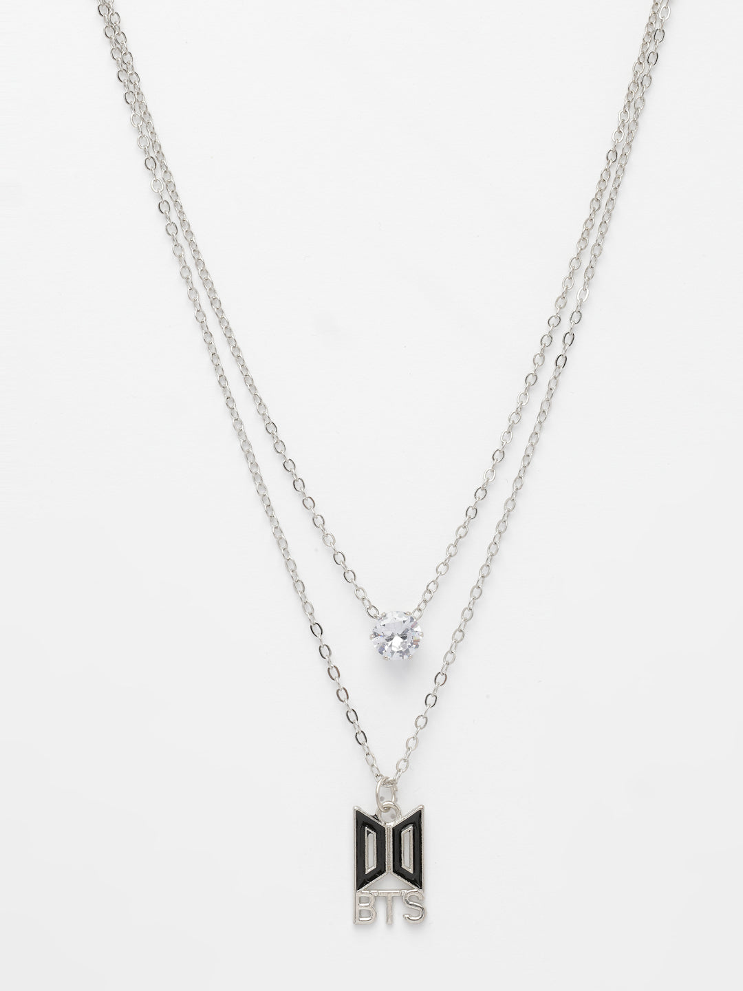 NVR Women's Silver-Toned Artificial Stones Layered Chain - Swadesiicart